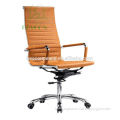 orange leather high back office chair
